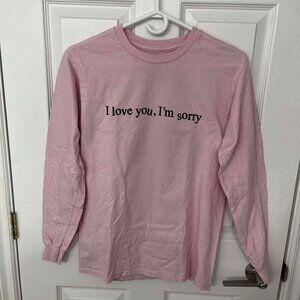 Gracie Abrams 2025 Tour Merch Shirt Pink Long Sleeve “I Love You I’m Sorry” SM